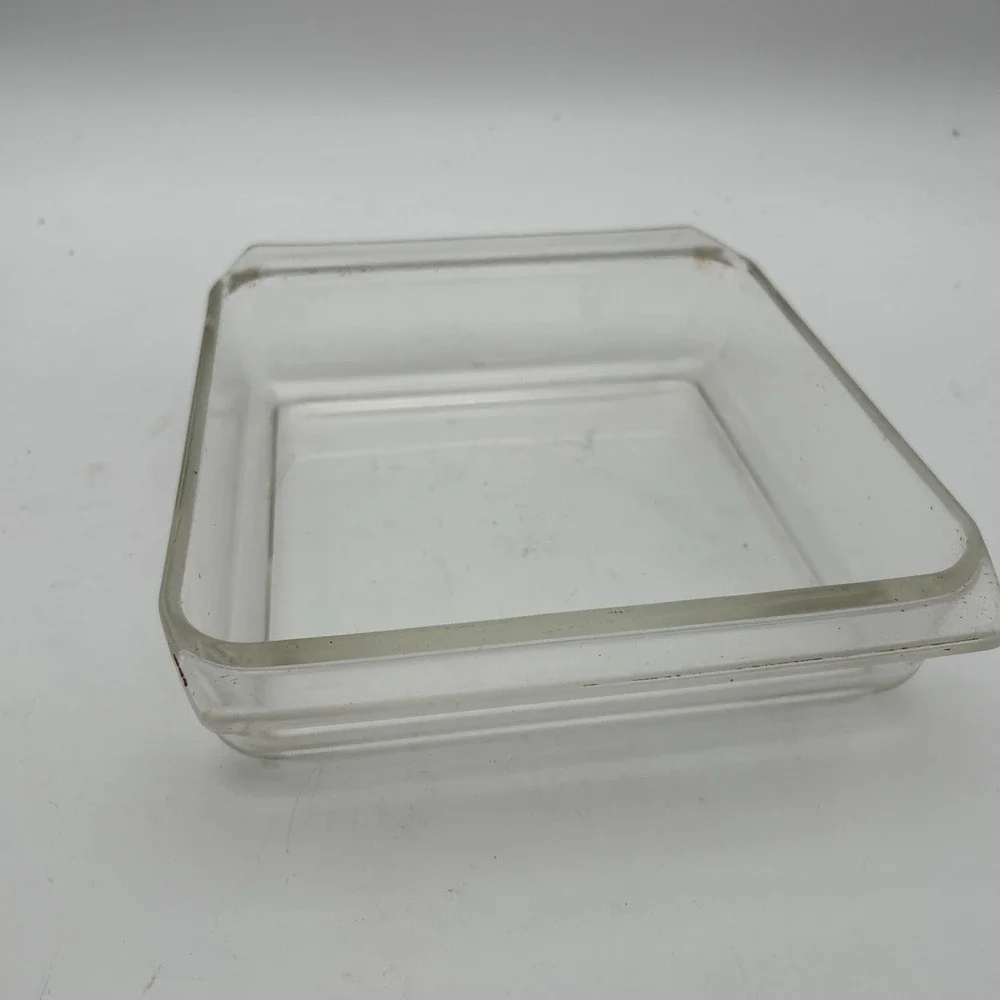 VTG Pyrex # 222 Clear Borosilicate Glass Text Block Logo 8x8x2